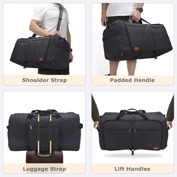 120L Foldable Collapsible Waterproof Travel Duffel Bag for Men and Women with Shoe Compartment - Image 6