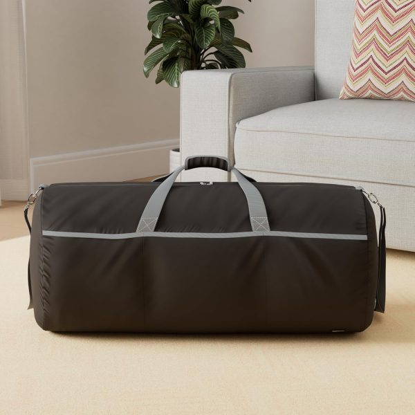 Large Duffel Bag (100L) for Travel, Travel Bag, with Multiple Zippered Pockets, Lightweight yet Durable Nylon Material, 50-Pound Weight Capacity, Black, 32.5"L x 17"W x 11.5"H - Image 2