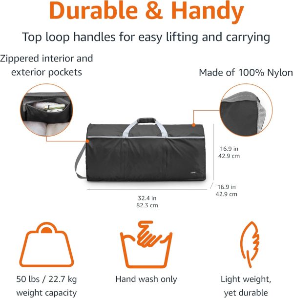 Large Duffel Bag (100L) for Travel, Travel Bag, with Multiple Zippered Pockets, Lightweight yet Durable Nylon Material, 50-Pound Weight Capacity, Black, 32.5"L x 17"W x 11.5"H - Image 3