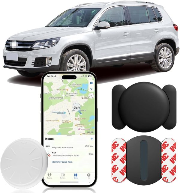 Car GPS Tracking Device for Vehicles,Cars etc,Mini Hidden Car Tracker Work with Find My (iOS Only),Real Time GPS Tracker for Vehicles with Magnetic Waterproof Case,for Tracking Keys Wallet Bike.