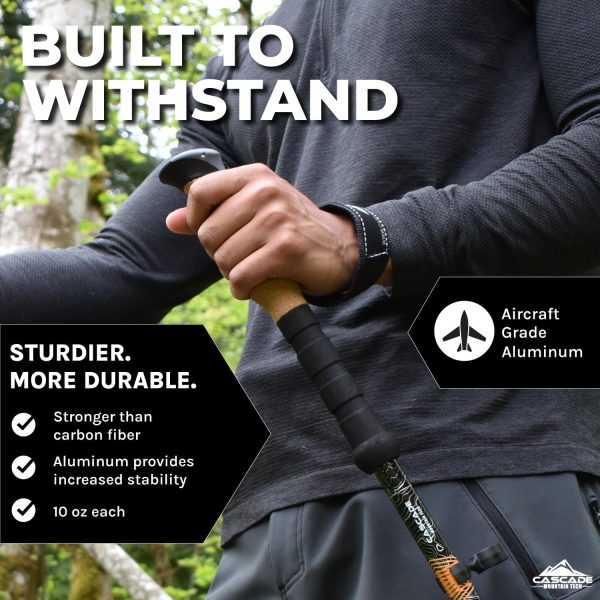 Cascade Mountain Tech Lightweight Aircraft-Grade Aluminum Trekking Poles with Extended Down Grip Plus Tip Kit - Image 2