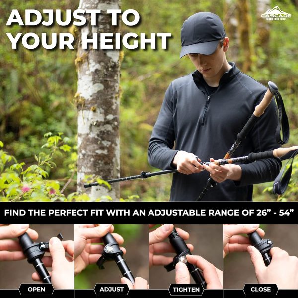 Cascade Mountain Tech Lightweight Aircraft-Grade Aluminum Trekking Poles with Extended Down Grip Plus Tip Kit - Image 4