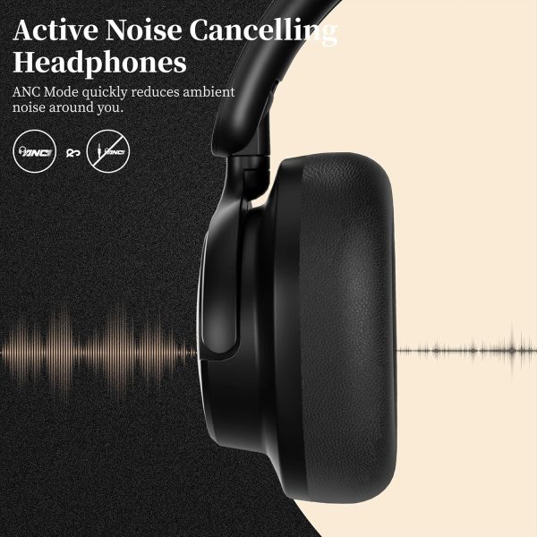 Noise Cancelling Headphones, Bluetooth Headphones Over The Ear Headphones Wireless Bluetooth with Mic, 80H Playtime, Deep Bass, Comfort Fit, Portable Lightweight Headphones for Travel, Home - Image 3