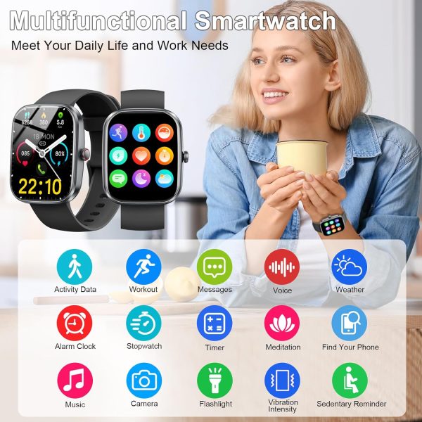 Smart Watch, 1.91" Smartwatch for Men Women (Answer/Make Call), Fitness Tracker with 100+ Sport Modes, IP68 Waterproof, Heart Rate/Sleep/Spo2 Monitor, Pedometer, Activity Tracker for Android iOS - Image 5