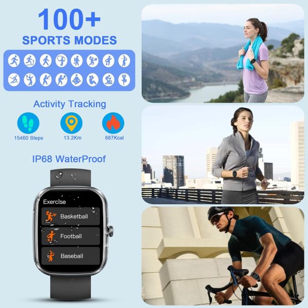 Smart Watch, 1.91" Smartwatch for Men Women (Answer/Make Call), Fitness Tracker with 100+ Sport Modes, IP68 Waterproof, Heart Rate/Sleep/Spo2 Monitor, Pedometer, Activity Tracker for Android iOS - Image 6