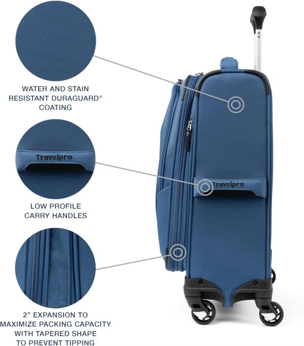 Travelpro Maxlite 5 Softside Expandable Carry on Luggage with 4 Spinner Wheels, Lightweight Suitcase, Men and Women, International, Ensign Blue, Carry on 19-Inch - Image 4