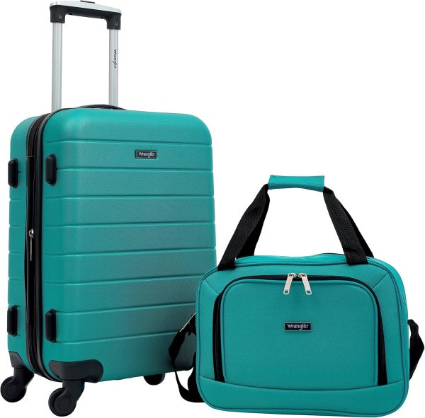 Wrangler Smart Luggage Cup Holder and USB Port, Teal, 2 Piece Set - Image 2