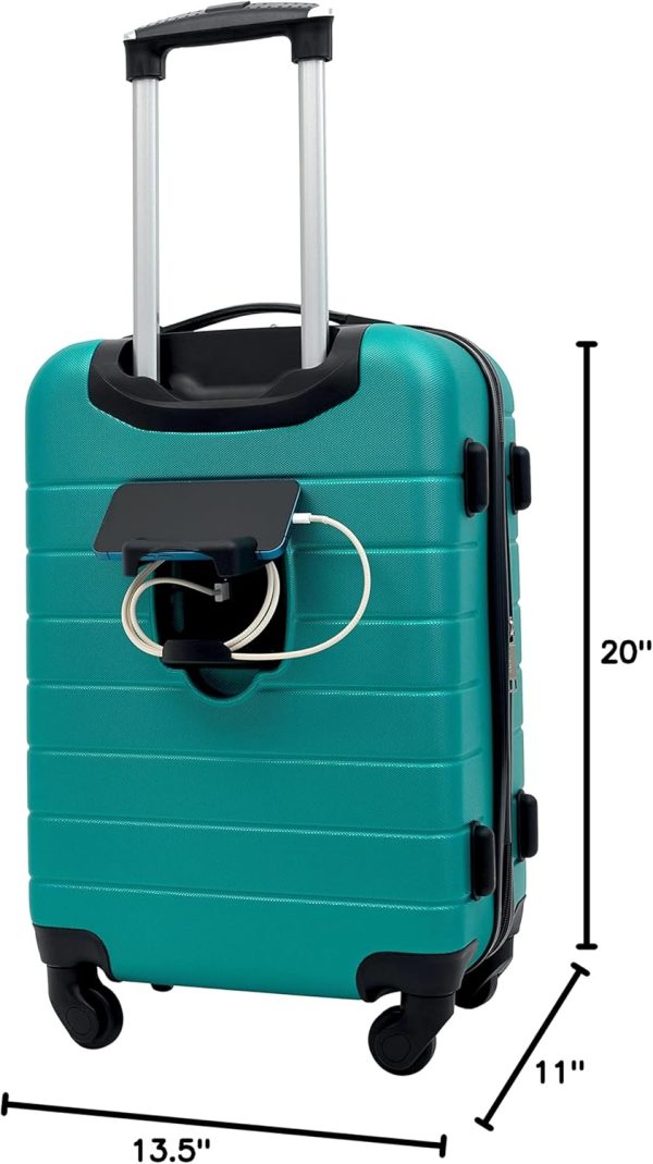 Wrangler Smart Luggage Cup Holder and USB Port, Teal, 2 Piece Set - Image 8